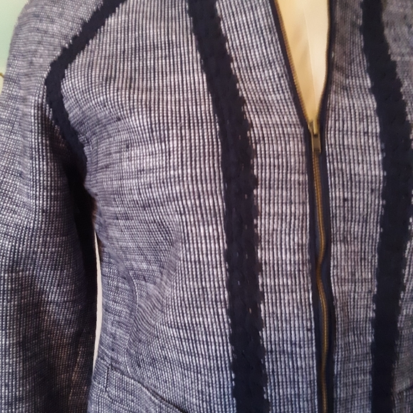 J Crew Navy & White Checked Cotton Cropped Jacket - Picture 6 of 10